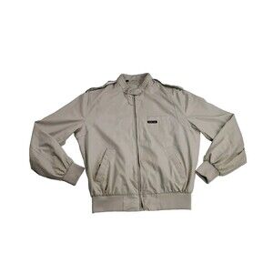 Members Only - Mens Retro Racer Windbreaker Light Tan Jacket - Size 38